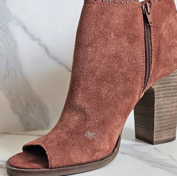 Suede Lucky Brand Lotisha Open Toe Boots Size 10 - Picture 5 of 13